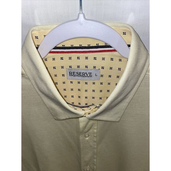 Reserve Dress Shirt Men’s Size Large Yellow Button Up Long Sleeve Cotton Linen - Picture 3 of 12